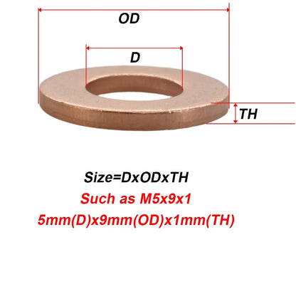 M5 M6 M8 M10 M12 M16 M18 M20 M22 M24 Pure Copper Solid Washers Automobile Motorcycle Oil Sump Plug Sealing Gasket Spacers Washer