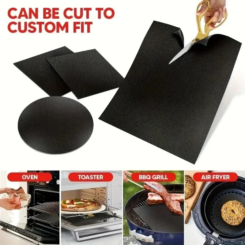 2pcs Reusable Protector Mat Heat Resistant Grill Mats Non-Stick BBQ Grill Mat Baking Mat Barbecue Tools Kitchen Bakeware