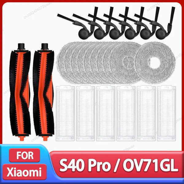 Compatible with Xiaomi S40 Pro / OV71GL Robot Vacuum Cleaner Parts Accessories Main Brush Side Brush Filter Mop Cloth Replacement Spare