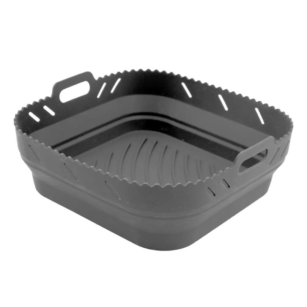 Square Air Fryer Silicone Basket Pot Reusable Foldable AirFryer Mold Liners Bpa Free Oven Baking Tray Mat Kitchen Accessories