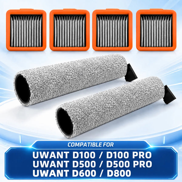 Compatible with UWANT D100/ D100 PRO/ D500 / D500 PRO/ D600 / D800 Replacement Parts Main Roller Brush HEPA Filters