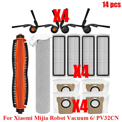 Compatible with Xiaomi Mijia Robot Vacuum 6/ PV32CN Vacuum Cleaner Accessories Main Roller Side Brush Filter Roller Mop Replacement Spare