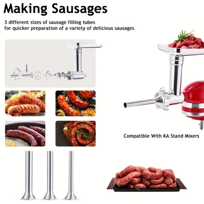 Stainless Steel Sausage Stuffer Tubes for Meat Grinder,Sausage Stuffer Attachment for KitchenAid Stand Mixer