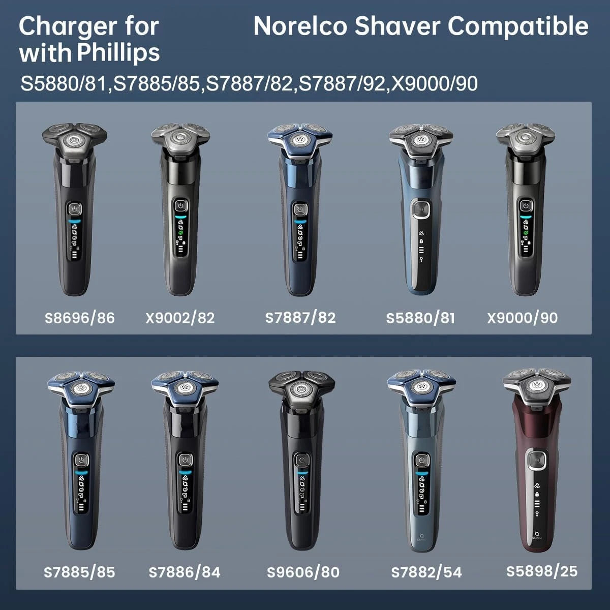 Replacement Shaver Charging Dock Compatible with Philips S7887 / S5880 / S7885 / X9000 / XP9204 — Model Options