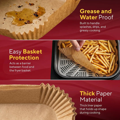 Air Fryer Paper Liners for Ninja Foodi Smart XL Grill Disposable Parchment Liners, Fits FG551, DG551 & IG551, Heat Safe to 428°F