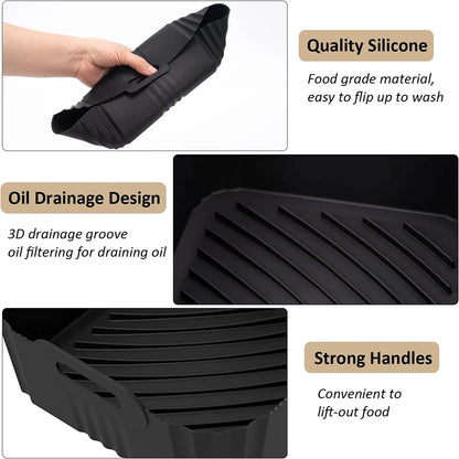 Air Fryer Mold for Philips 3000 Series Dual Basket Reusable Silicone Air Fryer Liner for Philips NA350 6/3L Airfryer Accessories