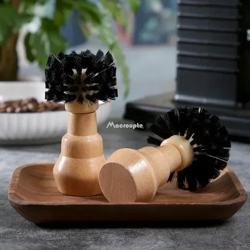 Portafilter Cleaning Brush Barista Espresso Coffee Tamper Cleaning Brush 51mm 54mm 58mm Tool with Wooden Handle Barista