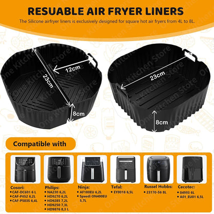 Separating Air Fryer Mold for Philips Series 2000 NA230/00 COSORI 5.5L/6L/6.2L Reusable Flat Air Fryer Liner Baking Accessories