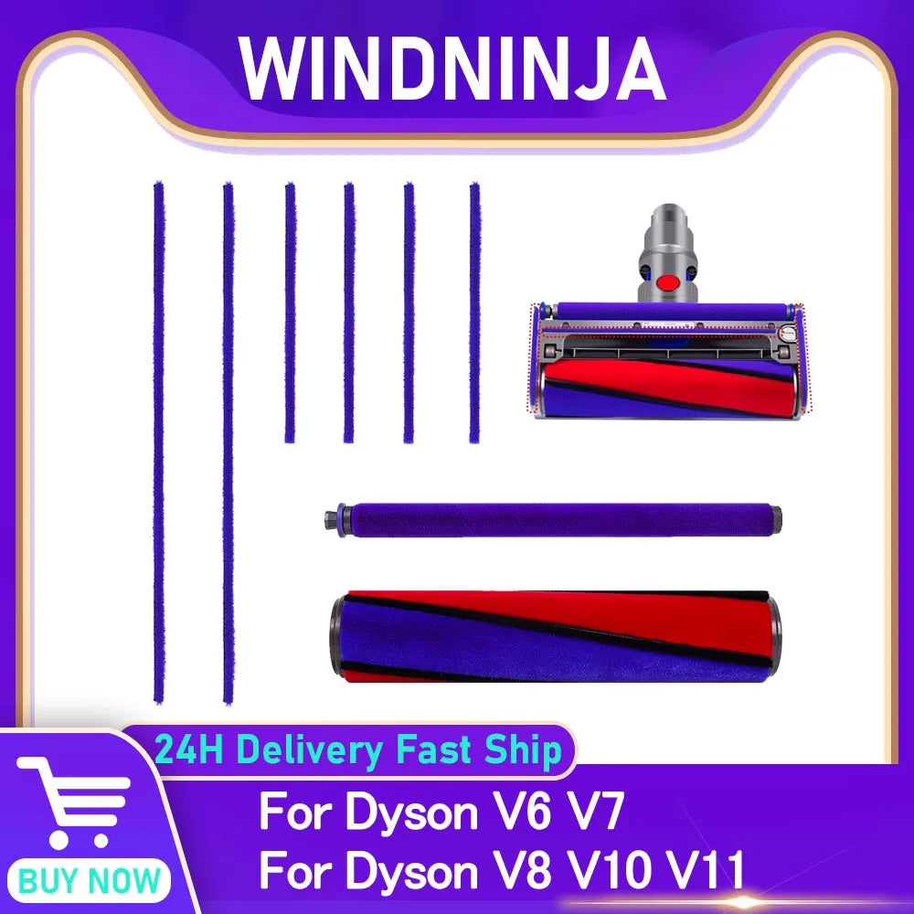 For Dyson V6 V7 V8 V10 V11 Soft Roller Brush Soft Plush Strips Roller Brush Bar Vacuum Cleaner Replacement Accessory Floor Brush
