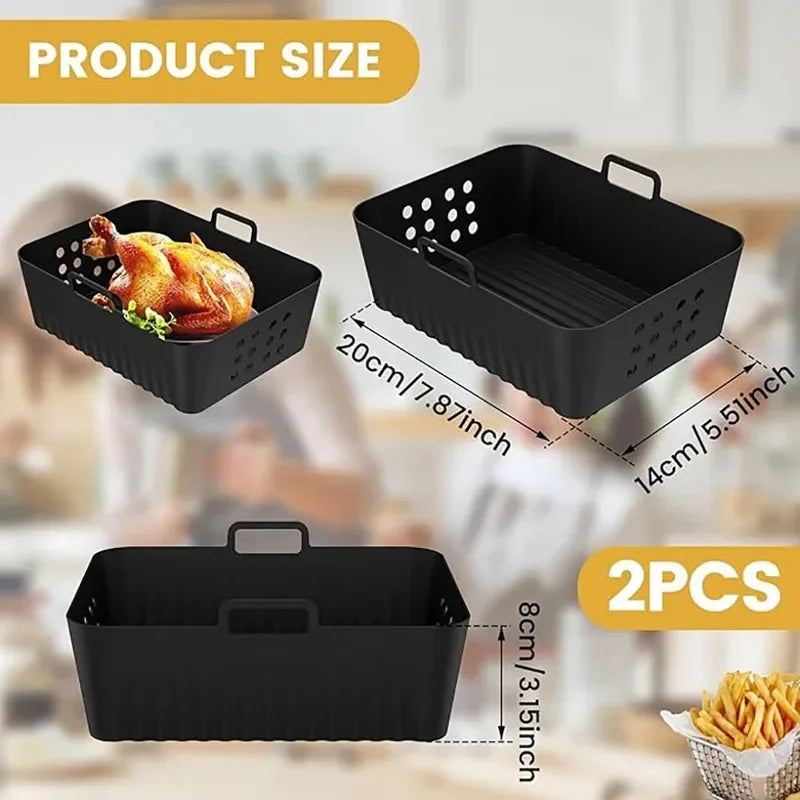 2Pcs/1Pcs Air Fryer Silicone Liners for Ninja SL400 SL401 Stack XL Basket Reusable Air Fryer Baking Tray Airfryer Accessories