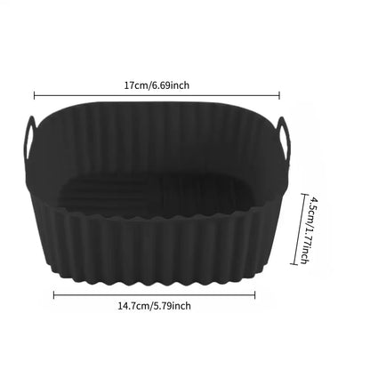 Square Silicone Air Fryer Baking Pan Reusable Non-Toxic for Oven BBQ Barbecue Kitchen Cooking Bakeware Tool