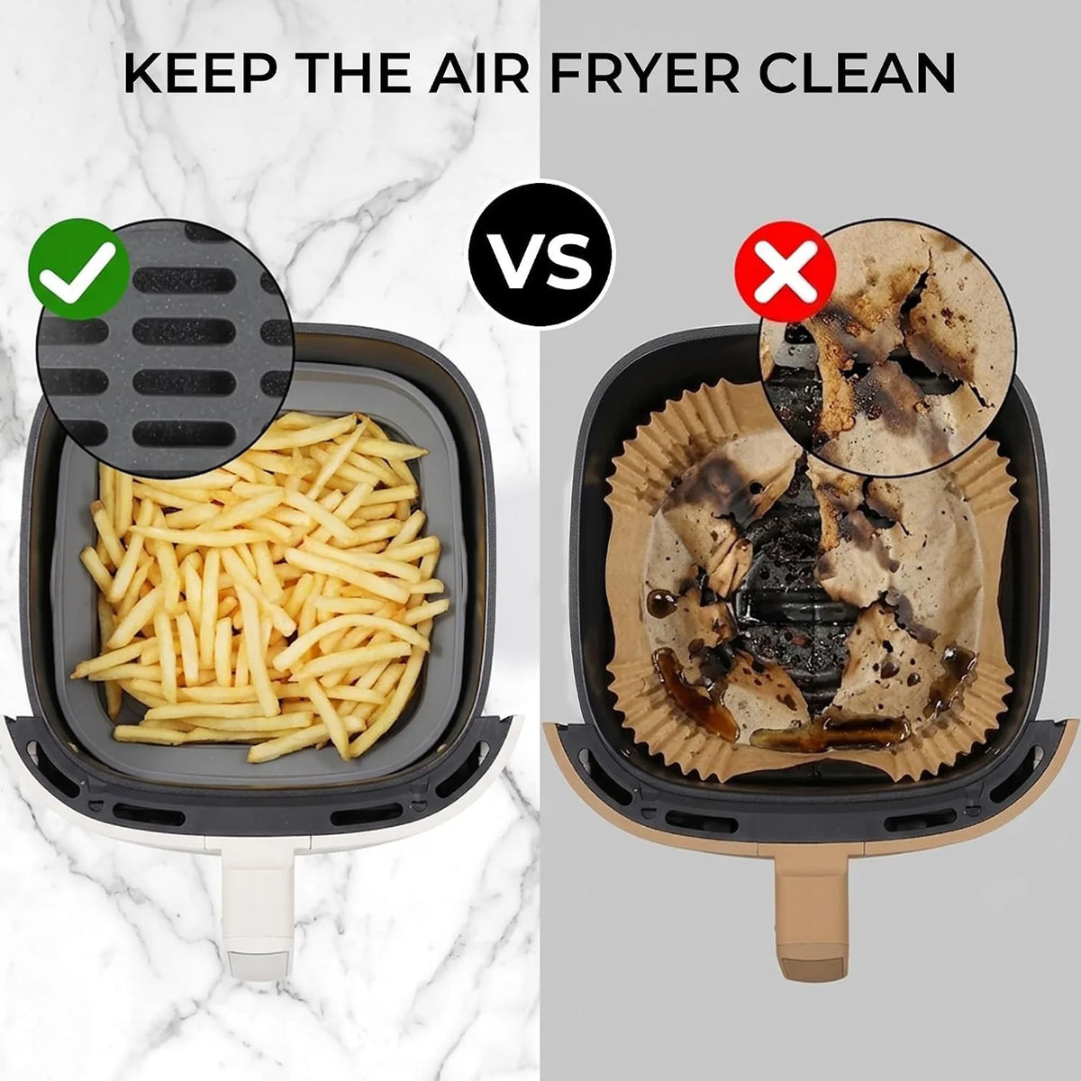 Heat Resistant Air Fryer Accessories Set Silicone Basket Liner for 5-8 Quart Models Dishwasher Safe Mold