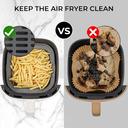Heat Resistant Air Fryer Accessories Set Silicone Basket Liner for 5-8 Quart Models Dishwasher Safe Mold