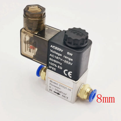12V 24V 220V Pneumatic Electric Solenoid Valve 2 Position 2 Port Normally Closed Air Magnetic Valve 6mm 8mm Hose Barb Connection
