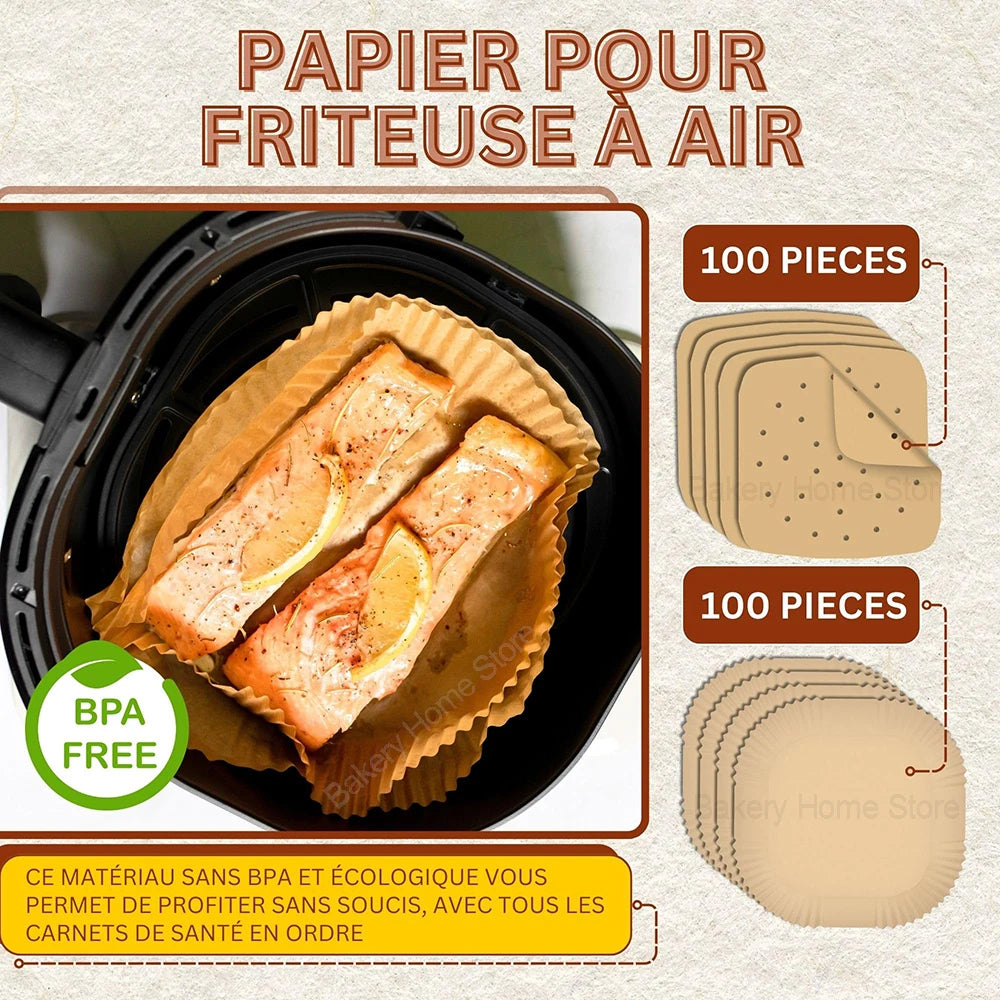Disposable Air Fryer Baking Parchment Liners Perforated Parchment Paper for Cosori Ninja Air Fryer Accessories Steamer Oven