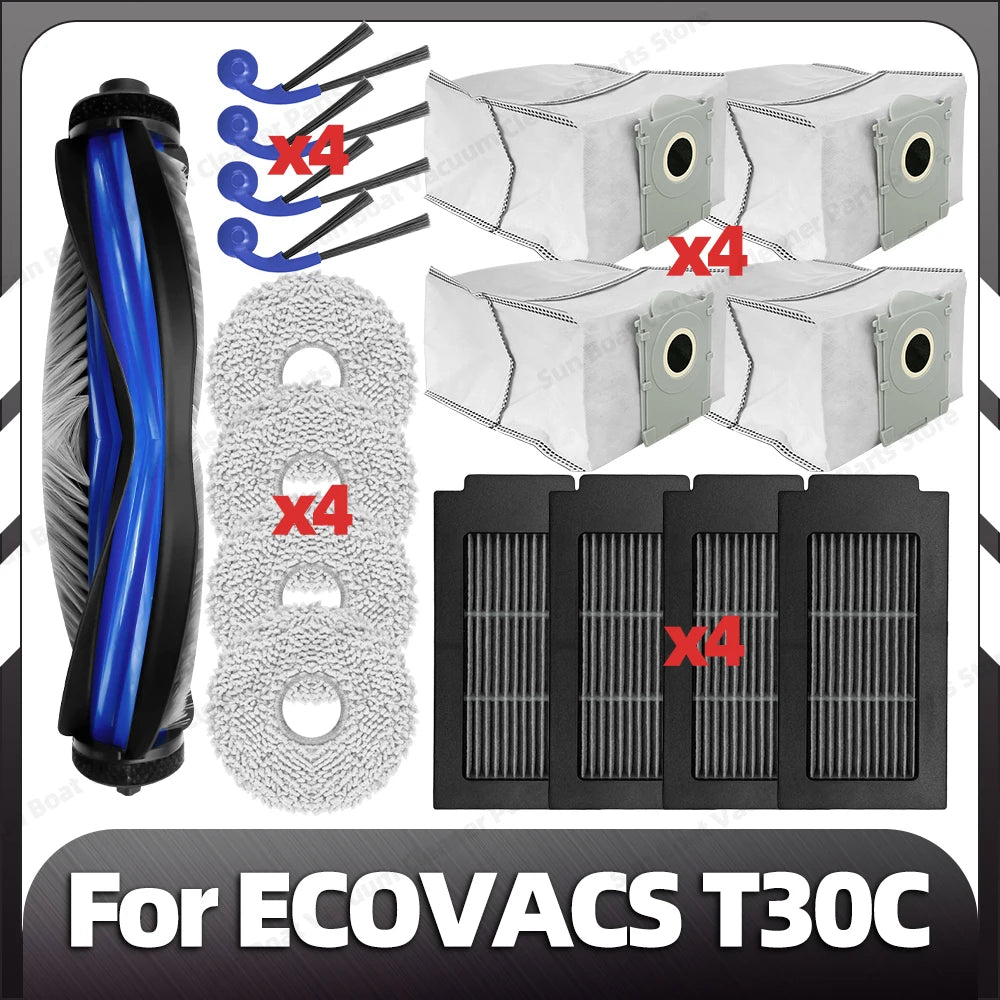 Compatible with ECOVACS T30C / T30C OMNI / T30C PRO OMNI Main Side Brush Filter Mop Pad Dust Bag Spare Parts Accessories