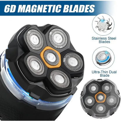 Magnetic 6 Blade Head Shaver Replacement Heads Compatible with Wyklaus Redbreak Detona DOAO Head Shaver