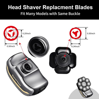 Replacement Head Shaver Replacement Blades, Bald Men Stainless Steel Rotary Blades for Electric Head Razor