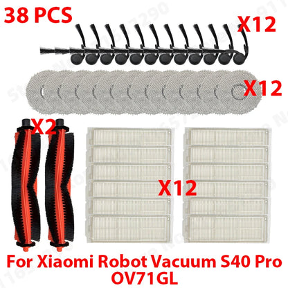 Compatible with (Xiaomi Robot Vacuum S40 Pro / OV71GL ) Vacuum Parts Main Roller Side Brush Mop Cloth HEPA Filter Accessories