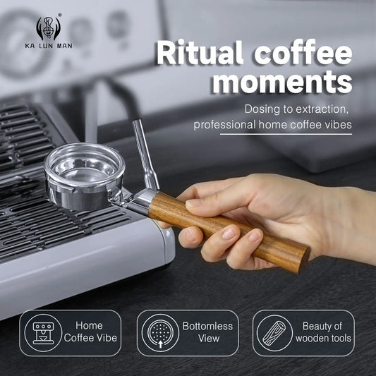 58mm 2‑Lugs Bottomless Portafilter, Flat Base No Tamping Stand Needed, Naked Visual Extraction for Breville 9 Espresso Machine