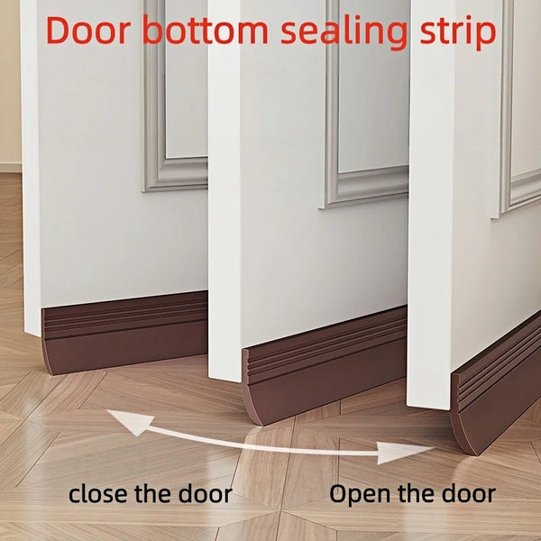 Door Bottom Seal Strip Self-Adhesive Silicone Weather Stripping Under Door Draft Stopper Windproof Soundproof Dustproof Gap Seal