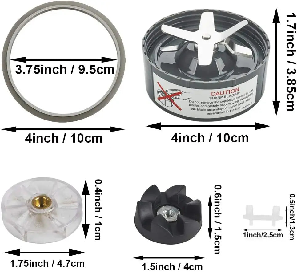 2 Blades Extractor Blade Parts for NutriBullet 600w Pro 900w Blender with Sealing Rings