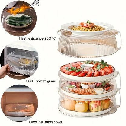 Multifunctional Microwave Splash Guard - Heat Resistant 200 ° C, 360 ° Splash-Proof, Stacking Design, Food Insulation Cover
