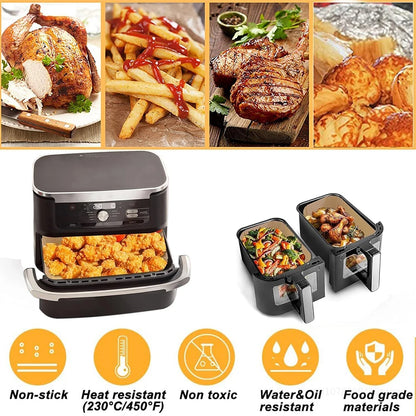Rectangle Disposable Air Fryer Paper Non-Stick for Ninja Foodi DZ071 7QT DualZone Air Fryer Baking Paper Liner Oilproof Oven Mat