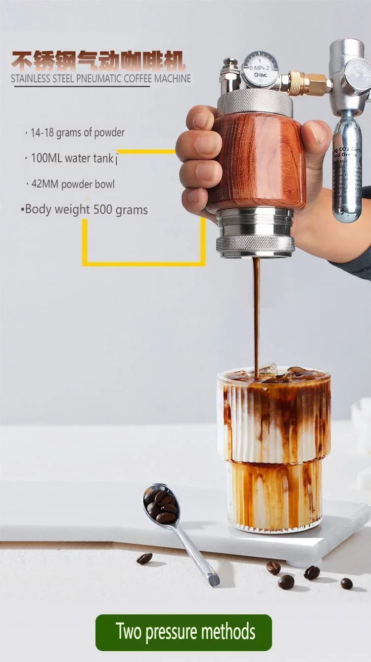 Home'Wise 42MM Pneumatic Espresso Coffee Machine Stainless Steel Portable Espresso Maker with Cup for Home and Camping