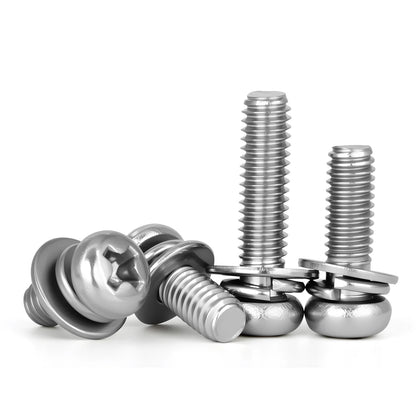 M2 M2.5 M3 M4 M5 M6M8 316 Stainless Steel Cross Round Head Three Combination Screws Optional Corrosion-Resistant Hardware Screws