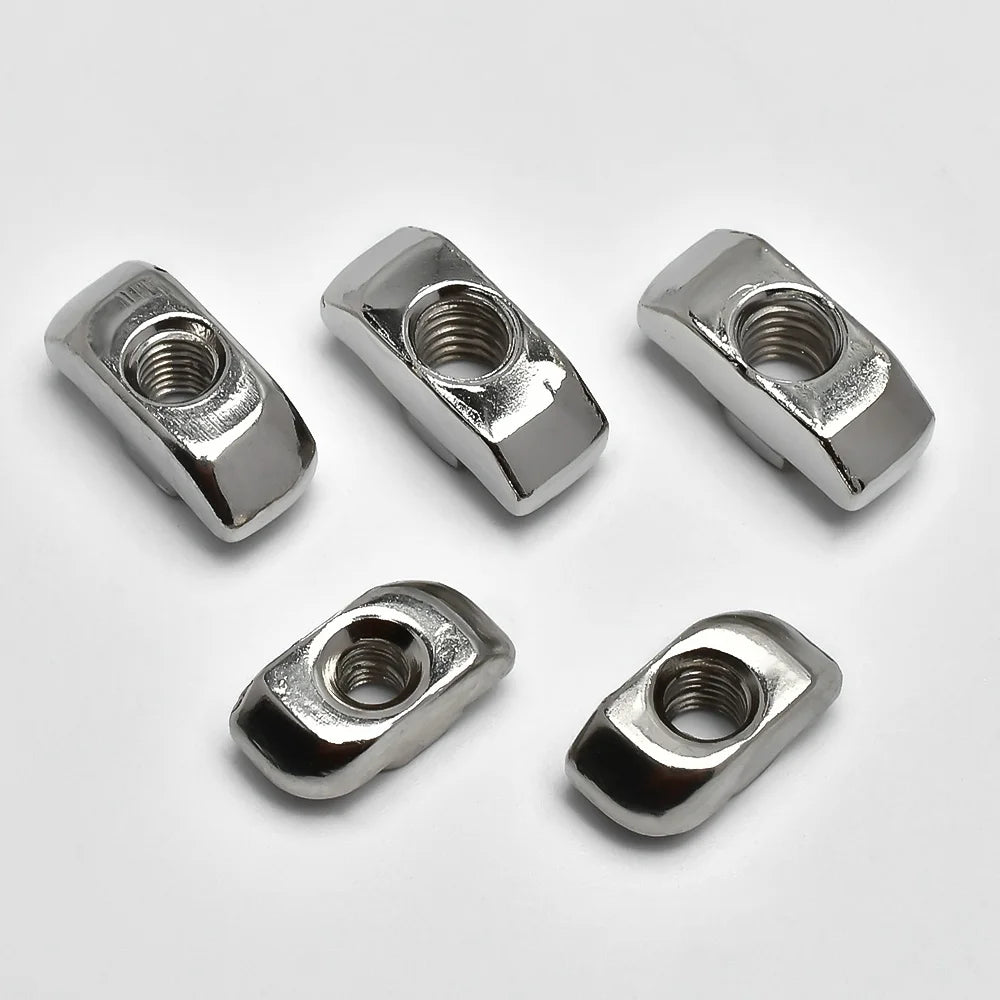 3/5/10pcs M3 M4 M5 Slot T-nut Sliding T Nut Hammer Drop In Nut Fasten Connector Extrusion Profile Nickel plated T-shaped nut