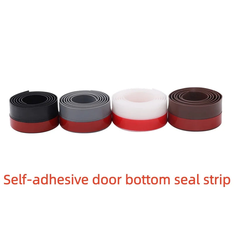 Door Bottom Seal Strip Self-Adhesive Silicone Weather Stripping Under Door Draft Stopper Windproof Soundproof Dustproof Gap Seal