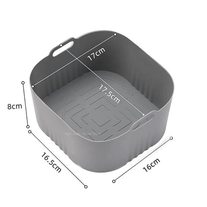 17.5cm/6.9in Silicone Air Fryer Oven Baking Plate Pizza Fried Chicken Silicone Basket Reusable Air Fryer Liner Kitchen Accessory