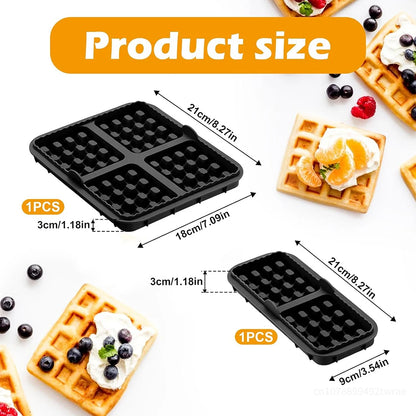 Pack of 2 Silicone Waffle Moulds, Waffle Plates, Airfryer Accessories, 4 Slots & 2 Slots, Silicone, Non-Stick Coating