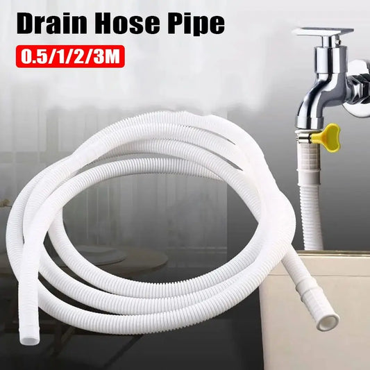 Washing Machine Dishwasher Drain Hose Pipe Waste Water Outlet Expel Soft Tube White PP Plumbing Stretchable Flexible Hose