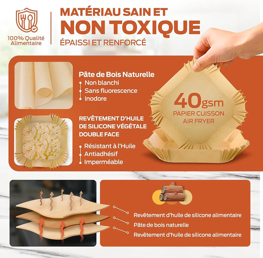 100Pcs Air Fryer Disposable Paper Square Perforated Papers Non-Stick Steamer Liners for Air Fryer Oven Microwave Steaming Basket