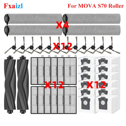 Accessories For ( MOVA S70 Roller / S70 Pro Roller / S70 Ultra Roller ) Spare Parts Main Side Brush Roller Mop Filter Dust Bag