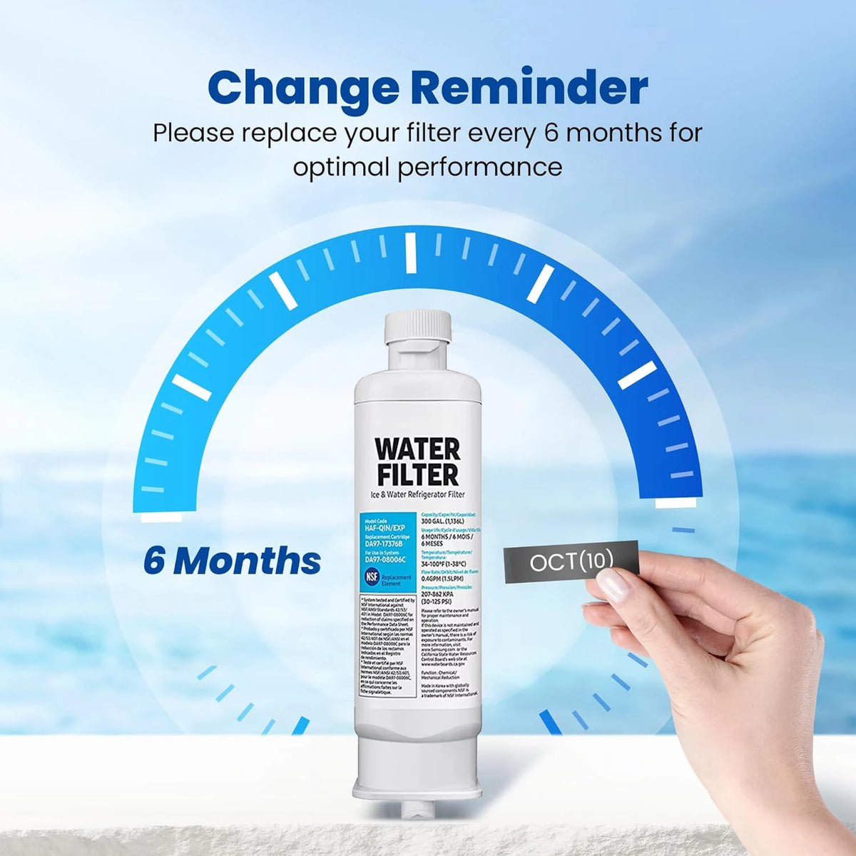 Replacement Refrigerator Water Filter Compatible with Samsung DA97-17376B / DA97-08006C / RF23M8070SG / RF23M8070SR