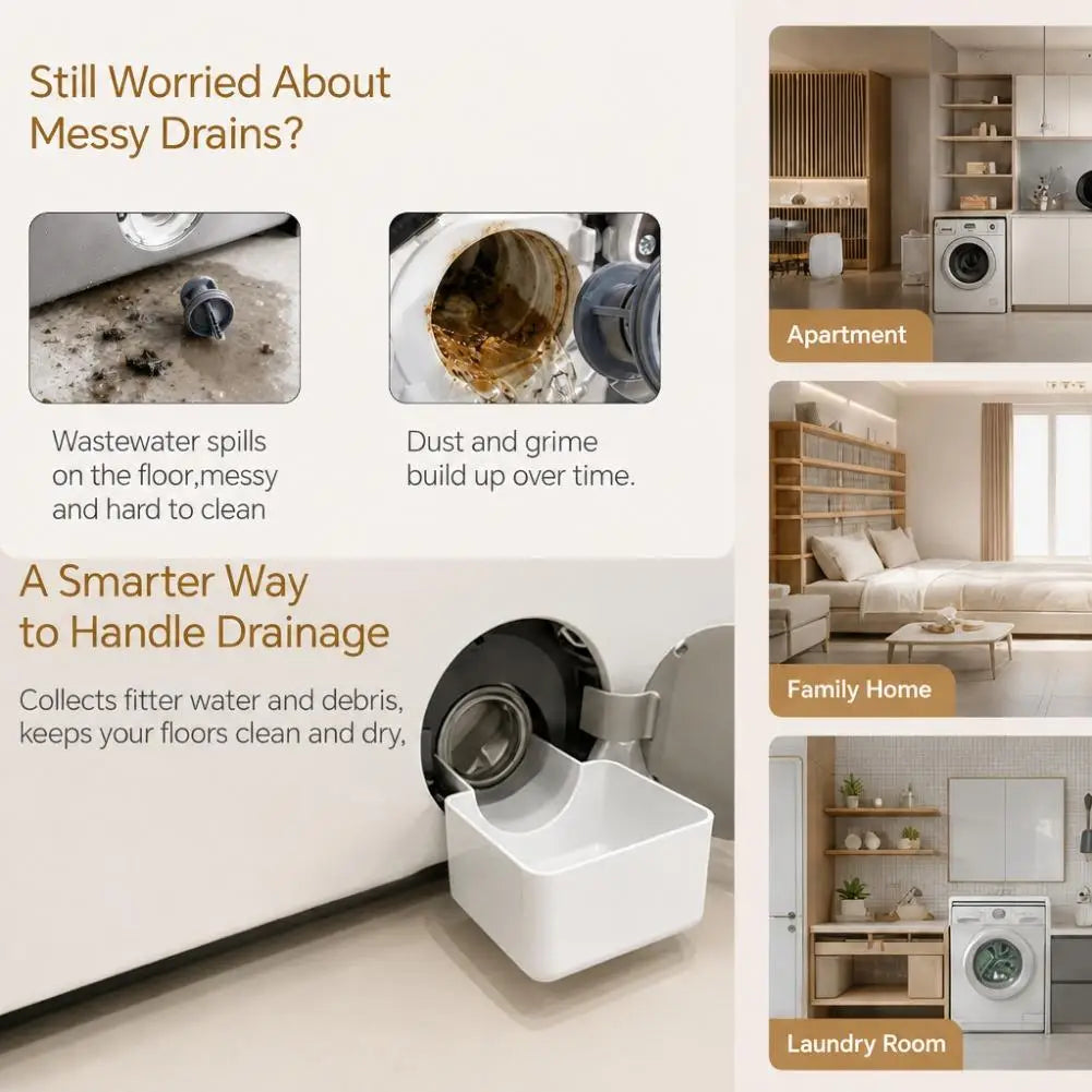 Washing Machine Drain Funnel, Filter & Drain Pan with Floor Overflow Protection Against Water Spillage