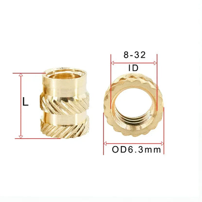 1/4 2-56 4-40 6-32 8-32 10-32 Hot Melt Heat Brass Copper Insert Nut Inch Size Nutsert Threaded Nuts Inserts Insertnut Embedded