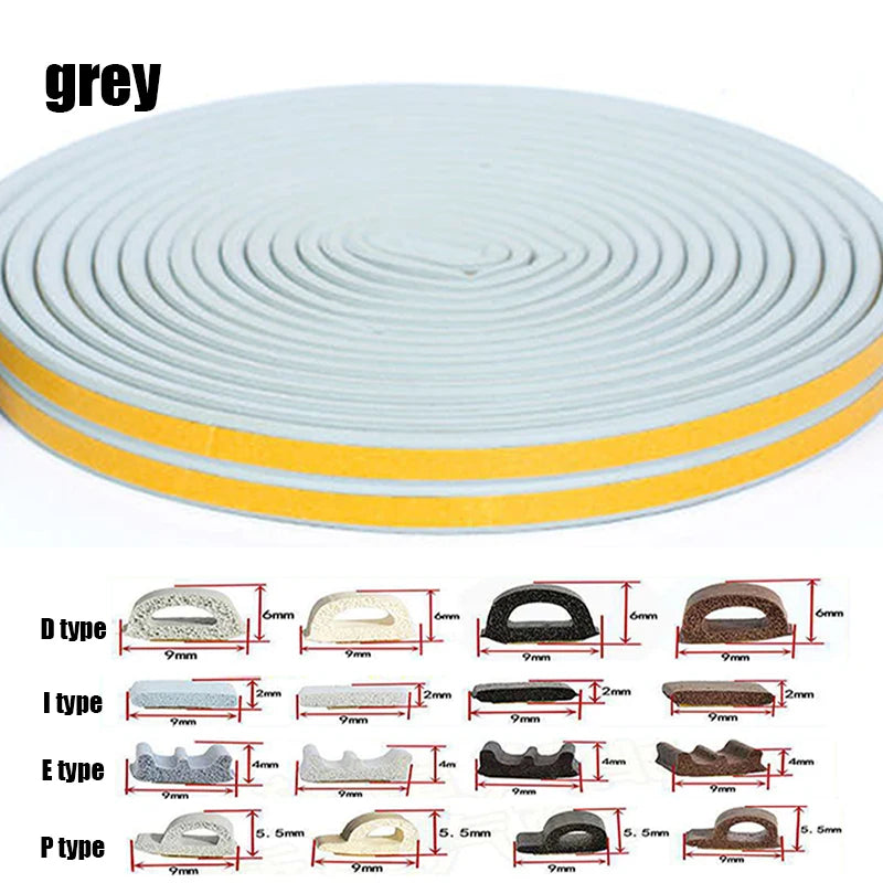 Door Insulation Seal Strip Tape Self-adhesive Acoustic Rubber Foam Weatherstrip Window Sound Draft Stopper Weather Strip
