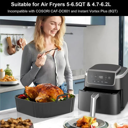 Square Silicone Air Fryer Baking Pan Reusable Non-Toxic for Oven BBQ Barbecue Kitchen Cooking Bakeware Tool