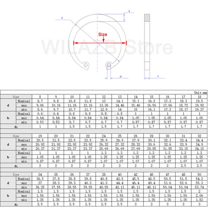 Circlip GB893 M8~M50 C Clips Snap Retaining Ring For Hole Black 65 Manganese Steel Washer Internal Retaining Ring Shaft CircliP