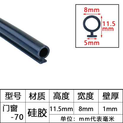 1/3/5M Aluminum Alloy Door Window Soundproof Strip Bridge Cutoff Silicon Sealing Strips Card Slot Type Windproof Dust-Proof Seal