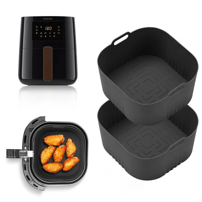 17.5cm/6.9in Silicone Air Fryer Oven Baking Plate Pizza Fried Chicken Silicone Basket Reusable Air Fryer Liner Kitchen Accessory