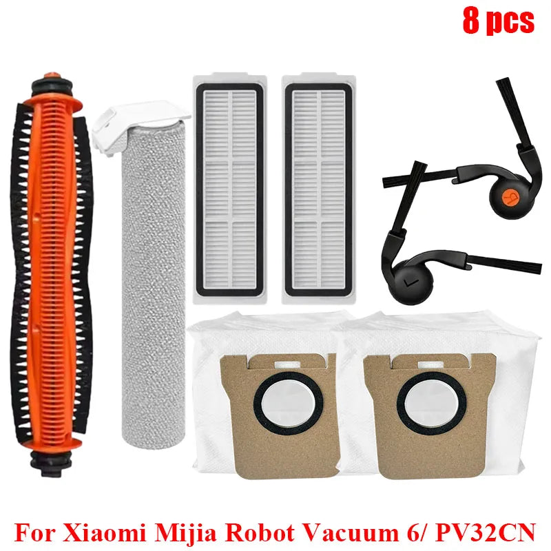 Compatible with Xiaomi Mijia Robot Vacuum 6/ PV32CN Vacuum Cleaner Accessories Main Roller Side Brush Filter Roller Mop Replacement Spare