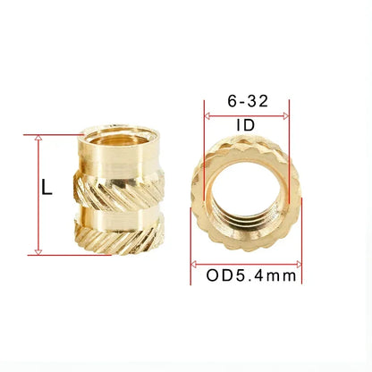 1/4 2-56 4-40 6-32 8-32 10-32 Hot Melt Heat Brass Copper Insert Nut Inch Size Nutsert Threaded Nuts Inserts Insertnut Embedded