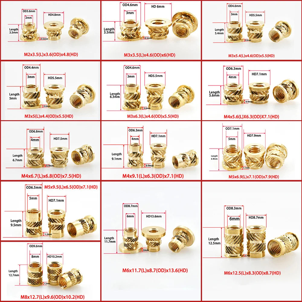 Flange Insert Nut Iron Tip Soldering Brass Thread Embedded Kit Heat Insertion Tool 3D Printer Accessories M2 M2.5 M3 M4 M5 M6M8