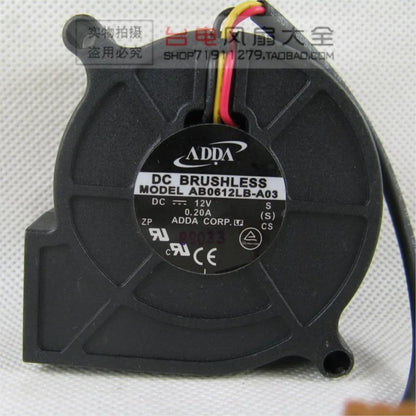 60mm Blower Fan for ADDA AB0612LB-A03 6025 12V Turbo Blower Fan for Projectors & Electronics, 45CFM, 3-Wire PWM