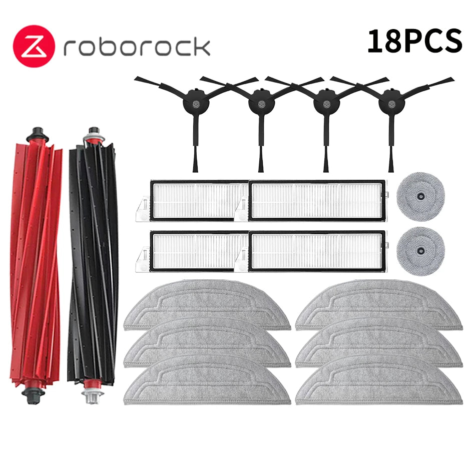Compatible with Roborock S8 MaxV Ultra Robot Vacuum Spare Parts Main Side Brushes Mop Cloths HEPA Filters Dust Bags Accessories
